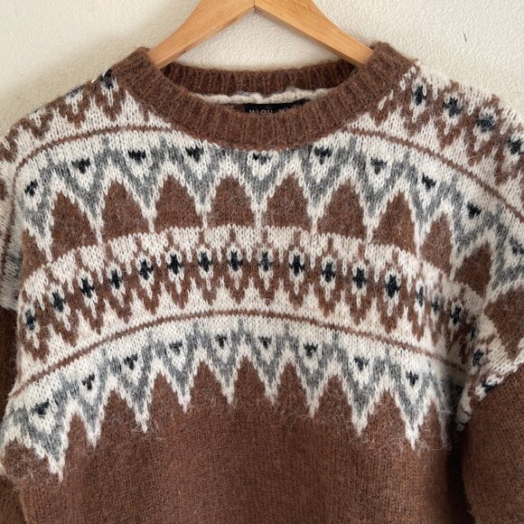 MIOU MUSE Fair Isle Brown Sweater is New w/o Tags! Size Small - Picture 2 of 6